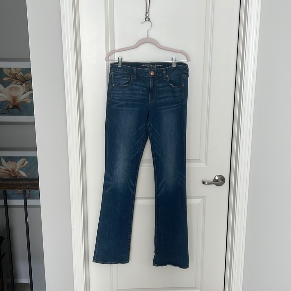 American Eagle 12 Extra Long Skinny kick jean.